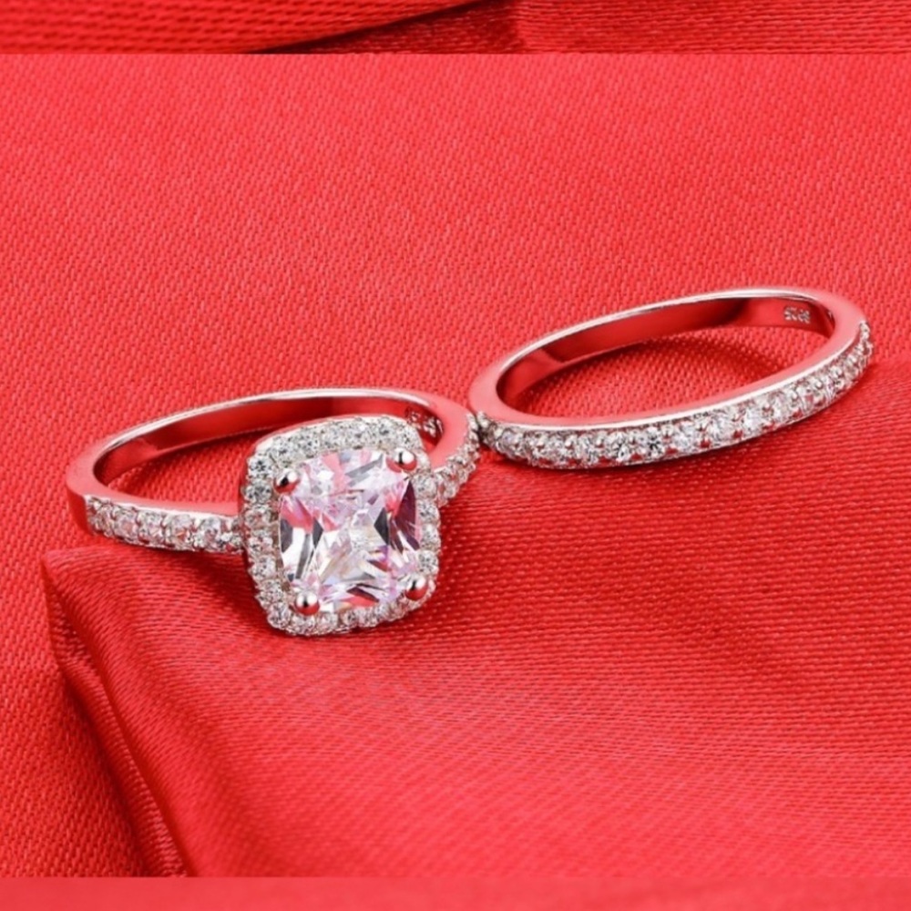 💍925 STERLING SILVER DIAMOND CUSHION CUT RING💍 - Picture 4 of 5